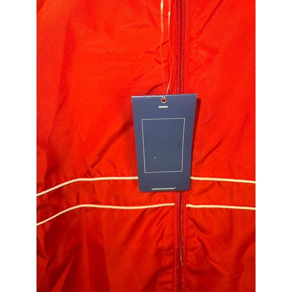 Reebok Performer Men's Large Red White Nylon Track Full Zip Up Windbreaker - Picture 6 of 10